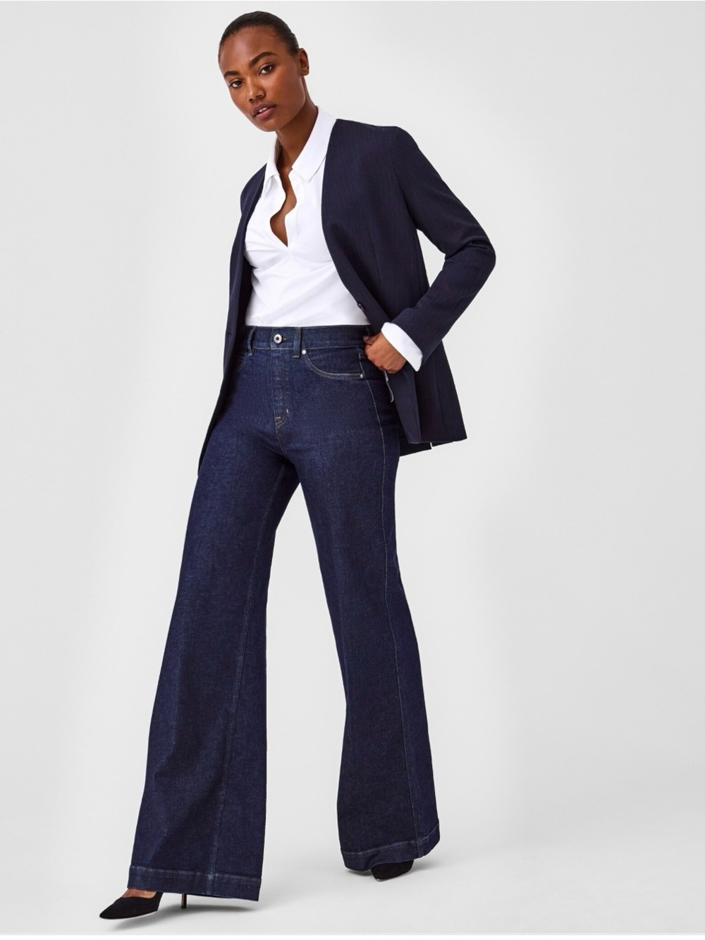 SPANX Wide Leg Denim Pants Pull-on
20547R Raw Indigo Dark Women's
XL NWT